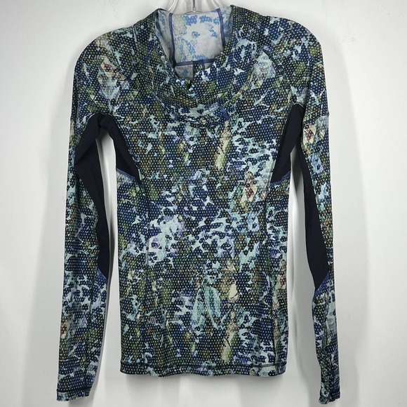 Lululemon Run UPF50+ Lightweight Hooded Slim Long Sleeve 4 Floral Black NWOT - Picture 11 of 13